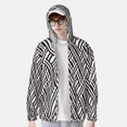thumbnail image 3 of Pofeuu Black White Stripes Print Sun Protection Outdoor Lightweight Full Zip UV Cooling Hoodie Long Sleeve Summer Clothing for Outdoor Hiking-Small, 3 of 5