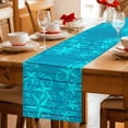 thumbnail image 5 of American Star Table Runner 70 Inches, Blue Red Patriotic 4th of July Cyan Wood Bed Runner Dresser Scarves Tabletop for Indoor Outdoor Parties/Ceremony/Banquet, 13" x 70", 5 of 9