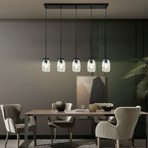 Island Pendant Light Ceiling Light Fixture 5 Light Glass Mason Kitchen Jar Light Black for Dining Room