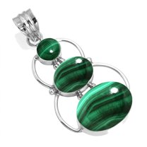 925 Sterling Silver Pendant Natural Malachite Handmade Jewelry