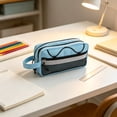 thumbnail image 5 of Large Capacity Contrast Color Pencil Case – Soft Cloth Rectangular Pouch, 8.27x4.33x2.76 Inches, Multipurpose Stationery Organizer for Campus, 5 of 6