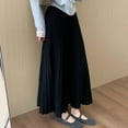 thumbnail image 5 of Women'S Winter Knitted Pleated Midi Skirt A-Line Flared Casual Warm Thermal Long Skirt With High Waist Skirts For Women, 5 of 6