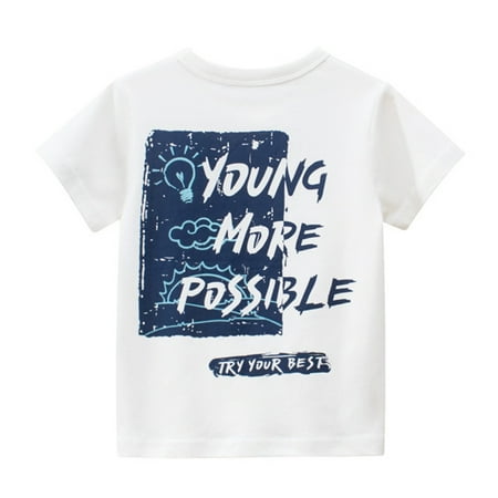 

QYZEU Shirts for Boys Size 8 Boys Long Sleeve 5 Toddler Kids Baby Boys Girls Letter Print Short Sleeve Crewneck T Shirts Tops Tee Clothes for Children