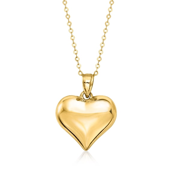 Ross-Simons 10kt Yellow Gold Puffed Heart Pendant Necklace, Women's, Adult