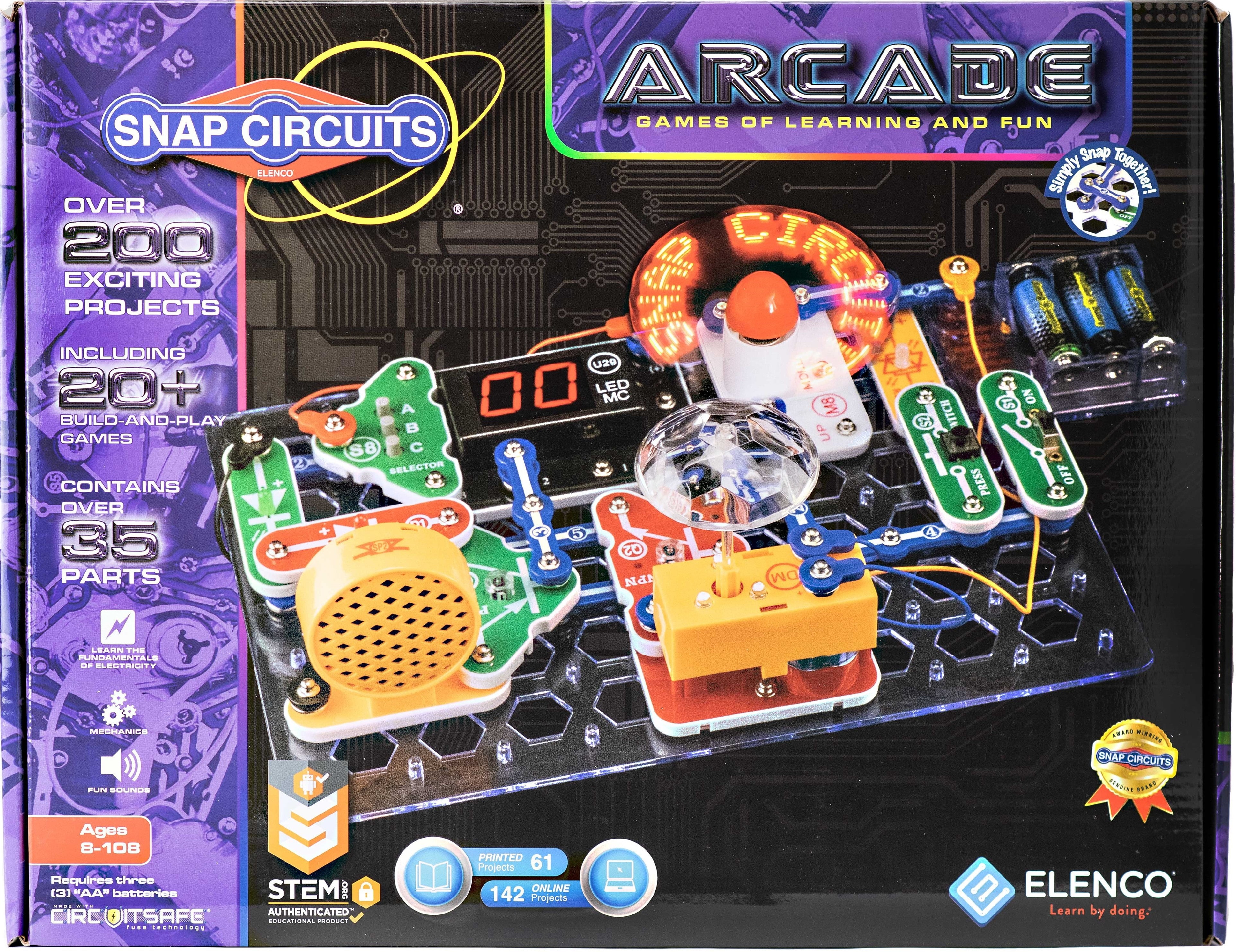 Snap Circuits Arcade | 200 Project Electronics Science Kit | STEM Learning Toy for Ages 8+