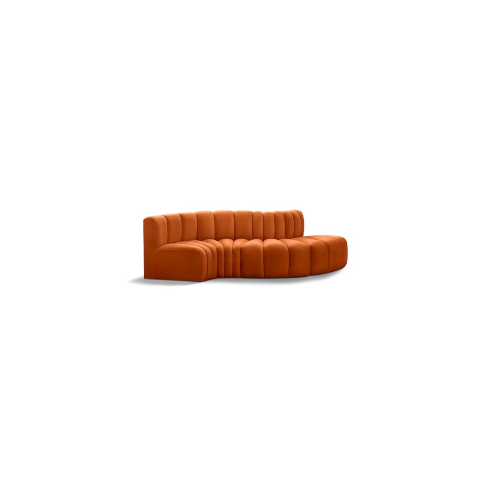 Meridian Furniture Arc Cognac Velvet Modular Sectional