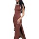 thumbnail image 3 of Txlixc Vestido largo sin mangas, cuello redondo, espalda hueca, estilo de Club de alta puntuación Txlixc moda, 3 of 8