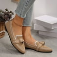 thumbnail image 5 of Quaouag Bowknot Ballet Flats Womens Pointy Toe Casual Flat Shoes Suede Dress Shoes Wear to Work Slip On Moccasins, 5 of 9