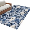 thumbnail image 2 of 3'x5' Area Rugs, Navy Blue White Peony Indoor Outdoor Area Rug for Living Room Bedroom, Vintage Floral Blossom Washable Bathroom Rugs Kitchen Floor Carpet Mats Home Decor Aesthetic, 2 of 8