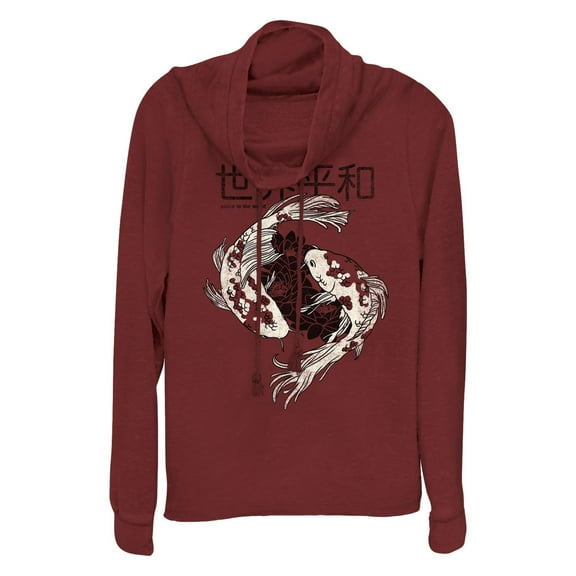 Junior's Lost Gods Peaceful Koi Fish Cowl Neck Sweatshirt