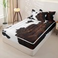 thumbnail image 3 of Manfei Retro Cow Print Zipper Twin Comforter Sets with Fitted Sheet and 2 Pillowcases,Abstract Animal Spot Zipper Bedding Set,Black White Brown,Reversible, 3 of 7