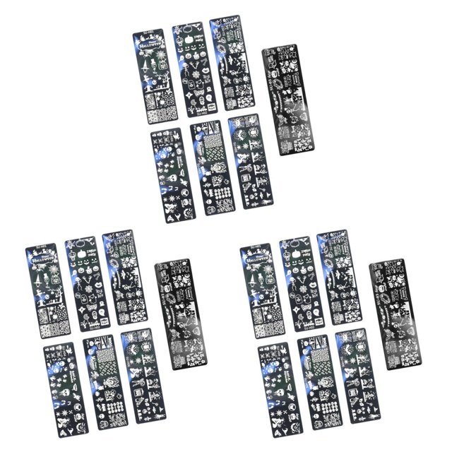 Guardurnaity 7Pcs Halloween Nail Stencil Tools Stainless Festival Professionals Crafts Supplies Templates Plate Printing Stamping Shop Type1 NO1