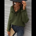 thumbnail image 4 of Suéteres de Mujer, Ropa de Otoño e Invierno, Jersey de Punto Informal de Larga con Botones y Volantes y Cuello Redondo Verde Oliva L, 4 of 8