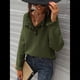 thumbnail image 4 of Suéteres de Mujer, Ropa de Otoño e Invierno, Jersey de Punto Informal de Larga con Botones y Volantes y Cuello Redondo Verde Oliva L, 4 of 8