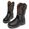 thumbnail image 5 of DADAWEN Boys Cowboy Boots Stylish Kids Mid-Calf Boots Black 3.5 Big Kid, 5 of 6