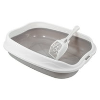 MUSEYA Small Kitten Litter Box Set Easy to Clean Semi Enclosed ABS Grey 1 Set