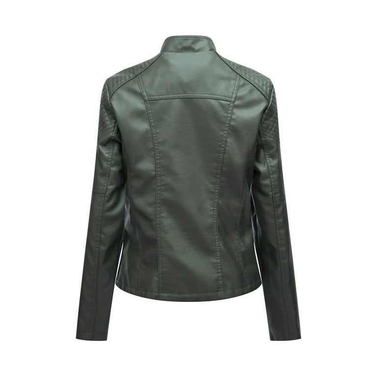 BVnarty Women's Jacket Coat Zipper Motorcycle Leather Short