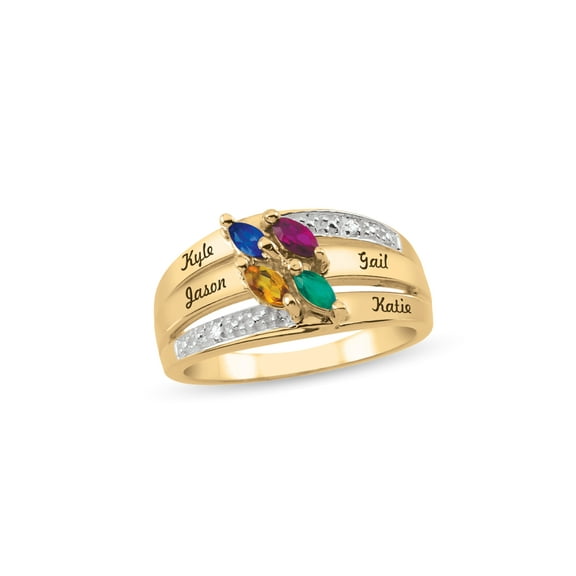 Personalized Engravable Birthstone Ring in 14K Gold by Jewlster