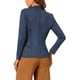 thumbnail image 3 of Blazer de ante sintético para mujer INSPIRE CHIC con solapa, mangas largas, chaqueta para el trabajo, talla XS, color azul marino, 3 of 6