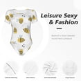 thumbnail image 4 of KLL Women 's Crew Neck Bodysuit Jumpsuits Bee Print Short onesies Stretch T Shirts, 4 of 7