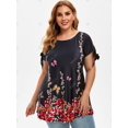 thumbnail image 2 of Tallas grandes de manga de corbata con estampado de mariposa floral camiseta Rosegal Camisetas tallas grandes, 2 of 5