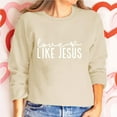 thumbnail image 2 of Valentines Day Sweatshirts for Women Like Jesus Printed Shirts Long Sleeve Sweater Love Heart Graphic Sweatshirt Crewneck Pullover(Khaki,M), 2 of 8