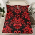 thumbnail image 2 of jejeloiu Victorian Baroque Print Full Size Sheets,Retro Damask Floral Bed Sheets,Red Butterfly Sheet Sets For Girls Boys,Uper Cozy Room Decor,4-Piece, 2 of 7