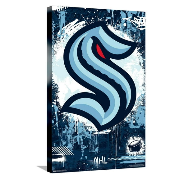 NHL Seattle Kraken - Maximalist Logo 23 Canvas Wall Poster, 14.725" x 22.375"