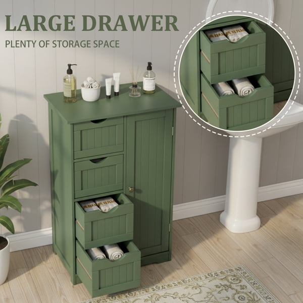 Alvantor Slim Freestanding Navy Blue Bathroom Storage Cabinet