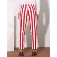 thumbnail image 3 of Unique Bargains Men's Striped Business Pants Slim Fit Flat Front Cropped Pants 32 Red White, 3 of 6
