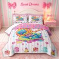 thumbnail image 2 of meiyoeat Pink Ice Cream Baseball Twin Quilt Set for Girls, Drip Sport Sneaker Bat Twin Coverlet Set, 2 Pieces, 1 Comforter and 1 Pillowcase, 2 of 7