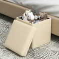 thumbnail image 2 of Gymax Folding Storage Ottoman Upholstered Square Footstool PVC Leather 10.5 Gallon White, 2 of 10