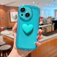 thumbnail image 4 of Compatible with iPhone 15 Case for Women Girls Cute 3D Heart Clear Phone Case Camera Lens Protection Shockproof Protection Transparent Soft Silicone Bumper Cover for iPhone 15 6.1 Inch (Blue), 4 of 8