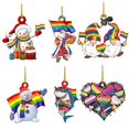 thumbnail image 4 of serony 6pcs Christmas Wooden Pendant with Exquisite Patterns Christmas Tree Decoration Wooden Snowman Pendant Hanging-mounted Christmas Decorations for Home Party Decoration, 4 of 9