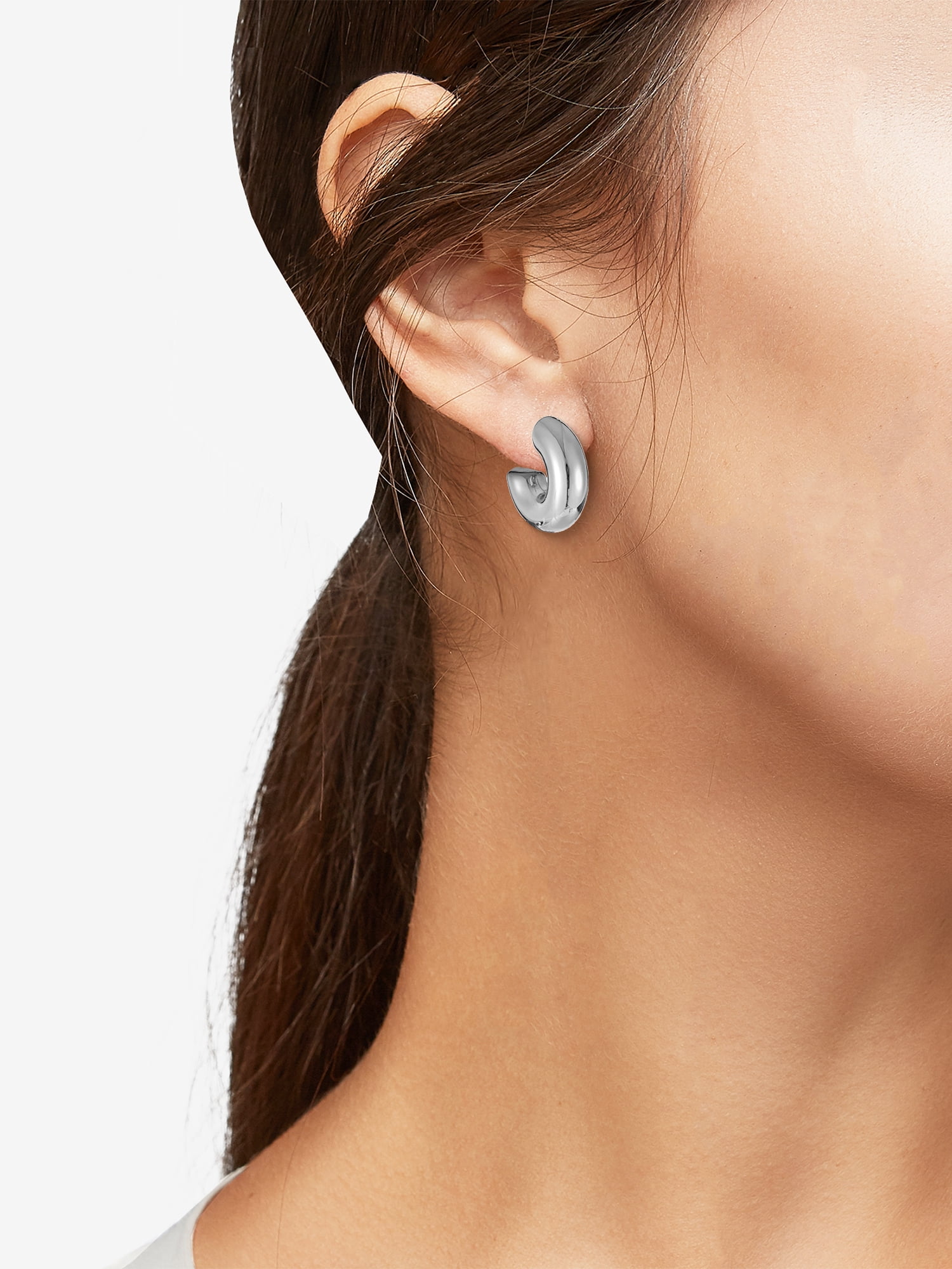 Time and Tru Silvertone Bubble Hoop Earring, 1 Pair