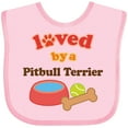 thumbnail image 3 of Inktastic Pitbull Terrier Loved By A (Dog Breed) Boys or Girls Baby Bib, 3 of 4