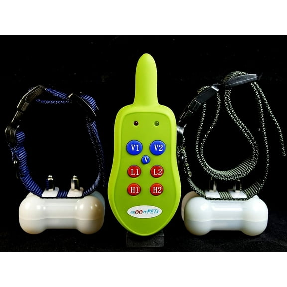Groovypets® 2-Dog All Rechargeable Remote Dog Training Collar Systems:Rechargeable Dog Collar No Bark Remote Obedience Training Shock Collar System