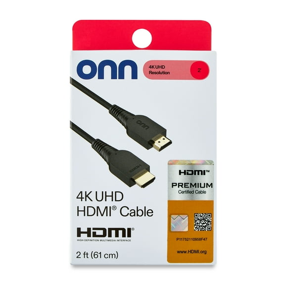 onn 2’ 4K UHD HDMI Cable