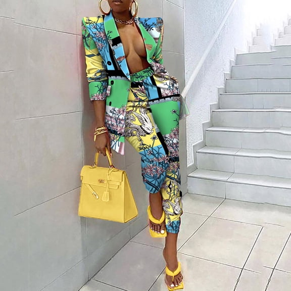 Tejiojio 2022 Ladies Fashion Casual Slim Solid Color Suit Suit Office Two-piece Suit