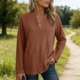 thumbnail image 4 of Womens Casual V Neck Sweatshirt Long Sleeve Lightweight Drop Shoulder Solid Pullover Tops, 4 of 6