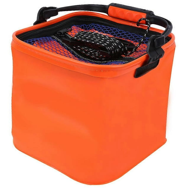Seau de Pêche Pliable en EVA Forme Carrée avec Évent Outil de Rangement pour Sports Extérieurs