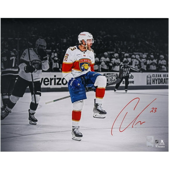 Carter Verhaeghe Florida Panthers Autographed 16" x 20" White Celebration Spotlight Photograph - Fanatics Authentic Certified