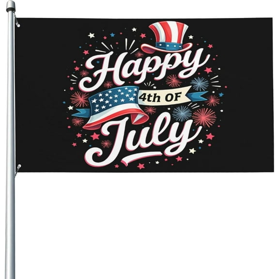 3x5 Feet Happy 4th of July Flag Independence Day Fireworks Party Flags for Outside Large Garden Yard Flags Outdoor Decoration