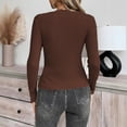 thumbnail image 5 of XPMWRP Women's Solid Color Sweaters Fall Fashion Ribbed Long Sleeve Lightweight Knit Square Neck Tops Cute and Trendy Outfits Brown XL, 5 of 7