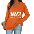 thumbnail image 4 of 1692 They Missed One Shirt Vintage Witch Print Long Sleeve Sweatshirt Halloween Casual V-Neck Tee Pullover Tops, 4 of 5