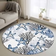 thumbnail image 2 of Area Rug 36in, Summer Ocean Abstract Starfish Floor Carpet Living Room Rug, Seaside Watercolor Coral Non-Slip Welcome Mat Indoor Rugs for Bedroom Dining Room, 2 of 9