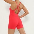 thumbnail image 7 of Spandex Bodysuit Romper for Women Shorts Workout Yoga Fitness Outfit Criss Cross Backless Sleeveless Jumpsuits (S, Red 01), 7 of 7