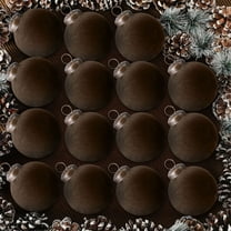 15 Pcs Velvet Christmas Balls Bulk Flocked Christmas Tree Velvet Christmas Ornaments Ball Ornaments Plastic Xmas Decorative Hanging Ornaments(Brown)