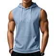 thumbnail image 2 of Evdexr Sleeveless Hooded Tank Tops for Men Workout Gym Training Hoodies Bodybuilding Muscle Cut Off T-Shirts Light Blue 3XL, 2 of 8
