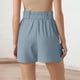 thumbnail image 3 of Pantalones cortos de cintura alta para mujer - Abertura lateral, bolsillos - Informal de negocios - Espalda elástica, cierre con cremallera - Tallas S-XXL, 3 of 6